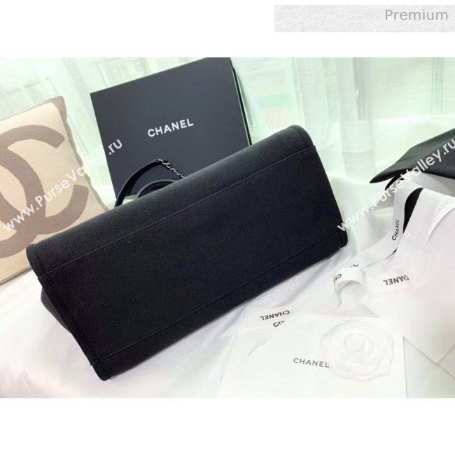 Chanel Mixed Fibers And Imitation Pearls Shopping Bag A66941 Black 2020 (X-20050757)