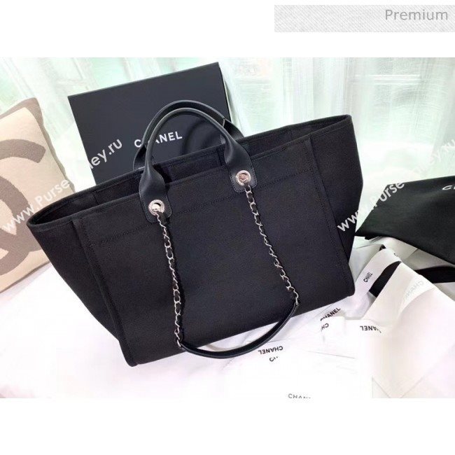 Chanel Mixed Fibers And Imitation Pearls Shopping Bag A66941 Black 2020 (X-20050757)