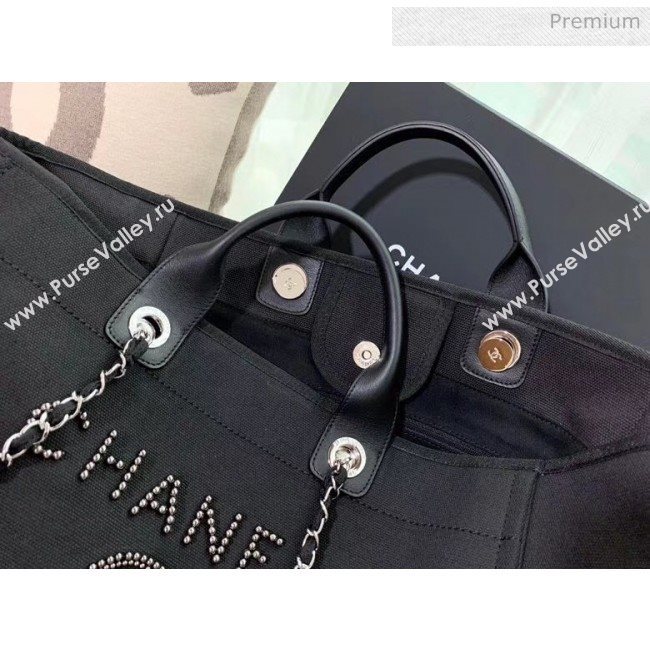 Chanel Mixed Fibers And Imitation Pearls Shopping Bag A66941 Black 2020 (X-20050757)