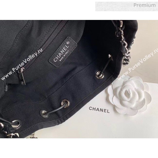 Chanel Mixed Fibers And Imitation Pearls Small Drawstring Bag AS1045 Black 2020 (X-20050762)