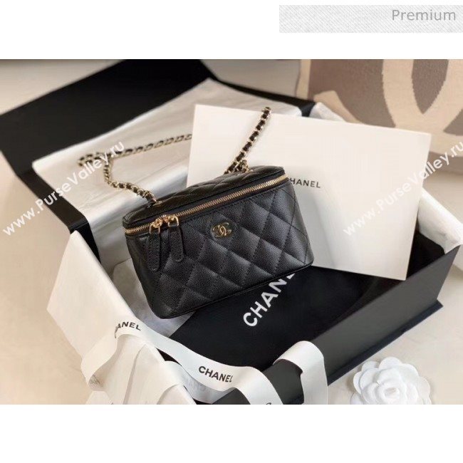 Chanel Grained Calfskin Small Vanity Clutch Bag with Classic Chain AP1341 Black 2020 (JY-20050823)