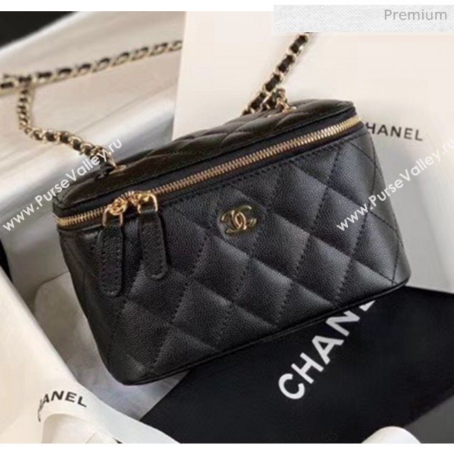Chanel Grained Calfskin Small Vanity Clutch Bag with Classic Chain AP1341 Black 2020 (JY-20050823)