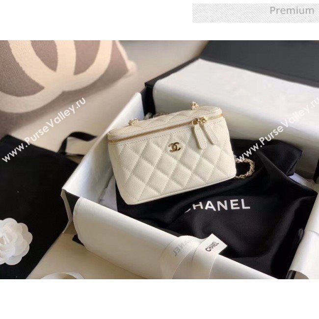 Chanel Grained Calfskin Small Vanity Clutch Bag with Classic Chain AP1341 White 2020 (JY-20050825)