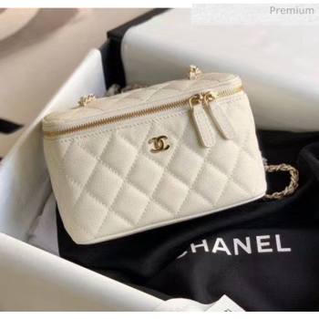 Chanel Grained Calfskin Small Vanity Clutch Bag with Classic Chain AP1341 White 2020 (JY-20050825)