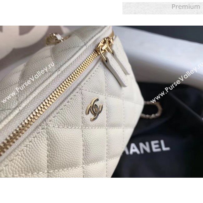 Chanel Grained Calfskin Small Vanity Clutch Bag with Classic Chain AP1341 White 2020 (JY-20050825)