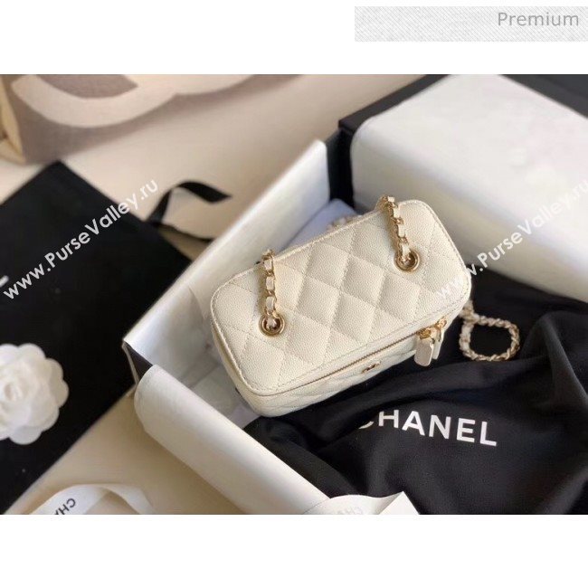 Chanel Grained Calfskin Small Vanity Clutch Bag with Classic Chain AP1341 White 2020 (JY-20050825)