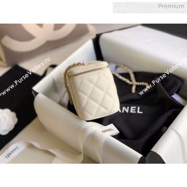 Chanel Grained Calfskin Small Vanity Clutch Bag with Classic Chain AP1341 White 2020 (JY-20050825)