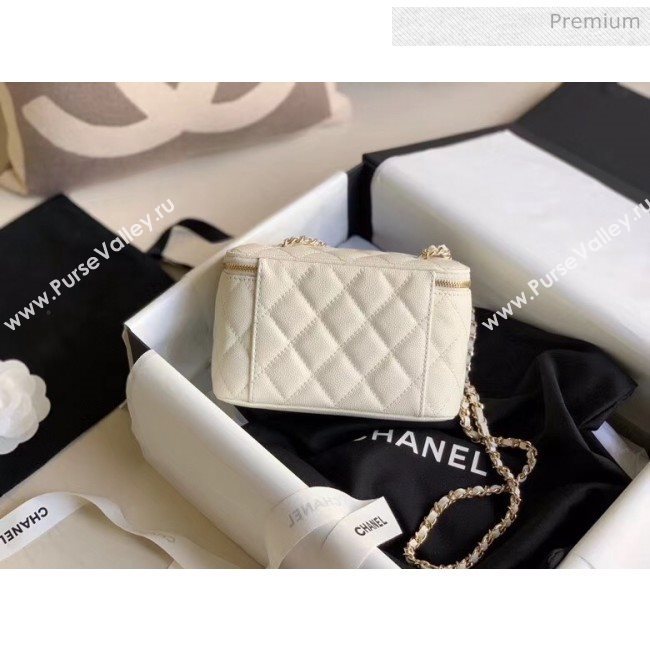 Chanel Grained Calfskin Small Vanity Clutch Bag with Classic Chain AP1341 White 2020 (JY-20050825)