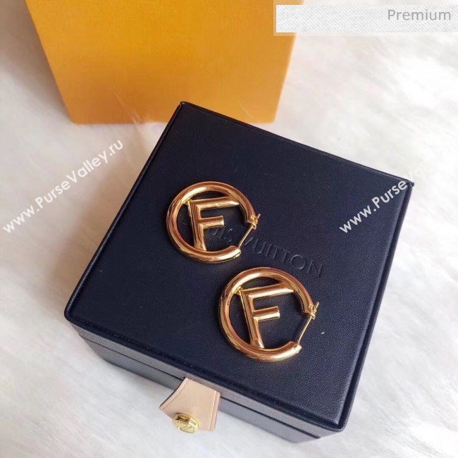 Fendi F Is Fendi Crinkle Metal Hoop Earrings Gold 2020 (CS-20050802)