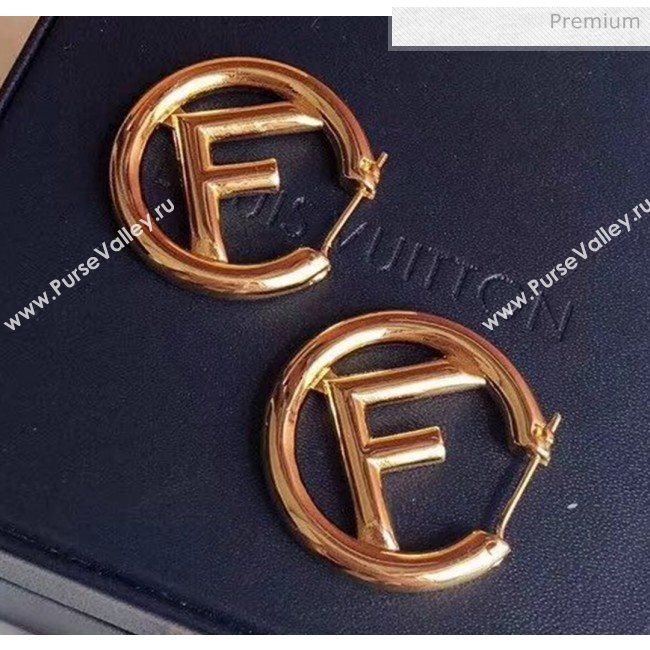 Fendi F Is Fendi Crinkle Metal Hoop Earrings Gold 2020 (CS-20050802)