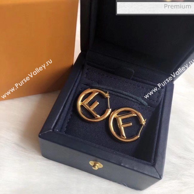 Fendi F Is Fendi Crinkle Metal Hoop Earrings Gold 2020 (CS-20050802)