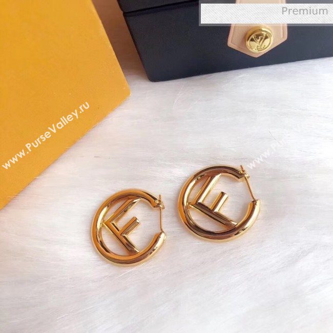 Fendi F Is Fendi Crinkle Metal Hoop Earrings Gold 2020 (CS-20050802)