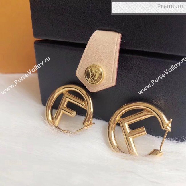 Fendi F Is Fendi Crinkle Metal Hoop Earrings Gold 2020 (CS-20050802)