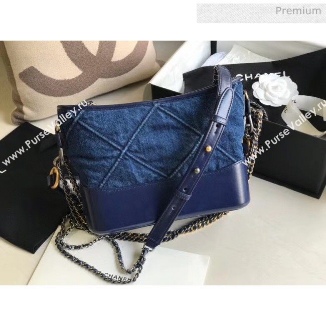 Chanel Denim and Calfskin Chanels Gabrielle Medium Hobo Bag AS1582 Blue 2020 (JY-20050827)