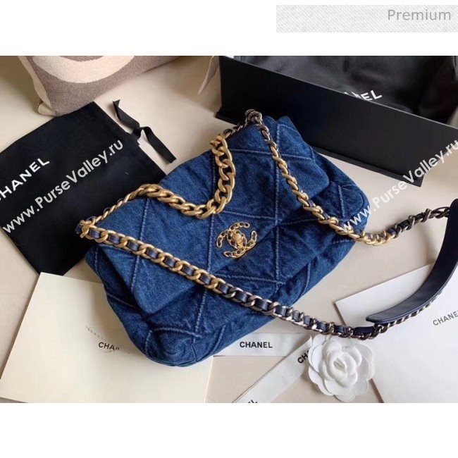 Chanel Denim Large Chanel 19 Flap Bag AS1161 Blue 2020 (JY-20050829)