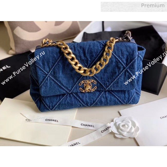 Chanel Denim Large Chanel 19 Flap Bag AS1161 Blue 2020 (JY-20050829)