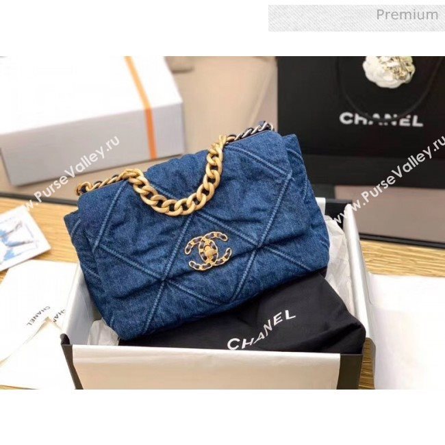 Chanel Denim Small Chanel 19 Flap Bag AS1160 Blue 2020 (JY-20050828)