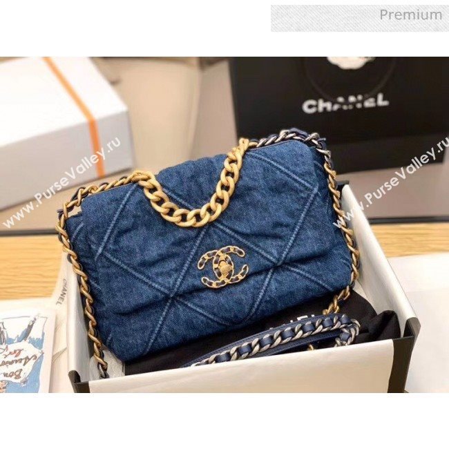 Chanel Denim Small Chanel 19 Flap Bag AS1160 Blue 2020 (JY-20050828)