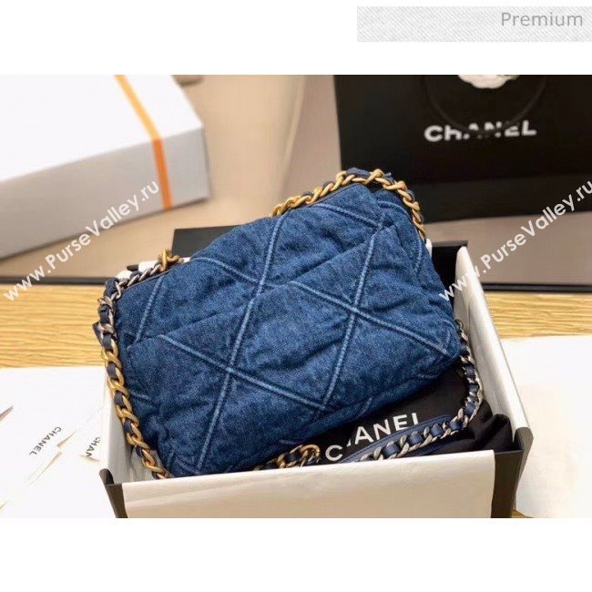 Chanel Denim Small Chanel 19 Flap Bag AS1160 Blue 2020 (JY-20050828)