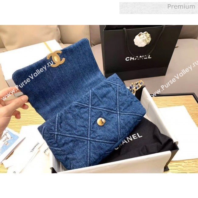 Chanel Denim Small Chanel 19 Flap Bag AS1160 Blue 2020 (JY-20050828)