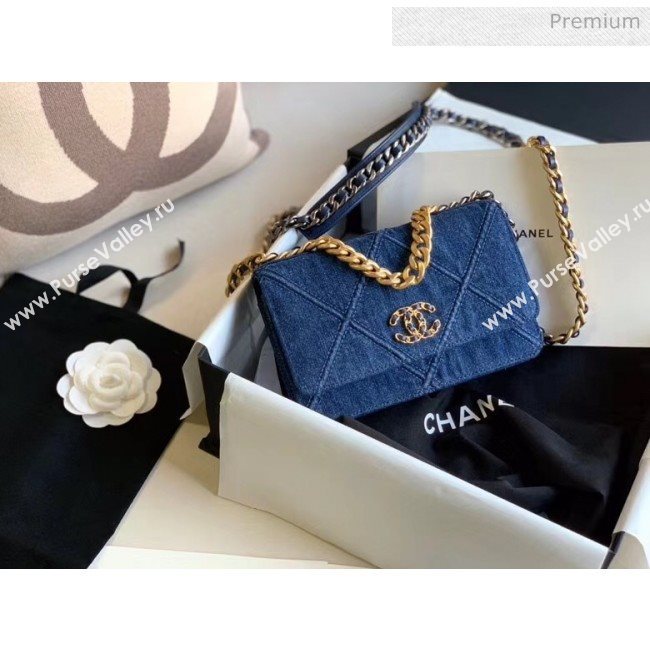 Chanel Denim Chanel 19 Wallet On Chain AP0957 Blue 2020 (JY-20050830)