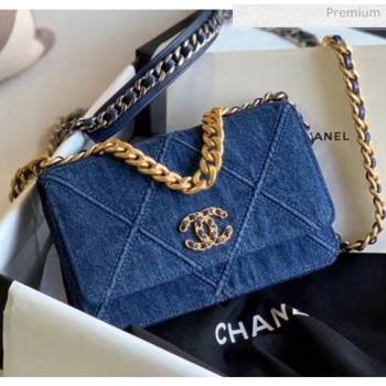 Chanel Denim Chanel 19 Wallet On Chain AP0957 Blue 2020 (JY-20050830)