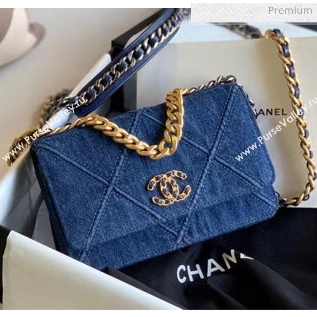 Chanel Denim Chanel 19 Wallet On Chain AP0957 Blue 2020 (JY-20050830)