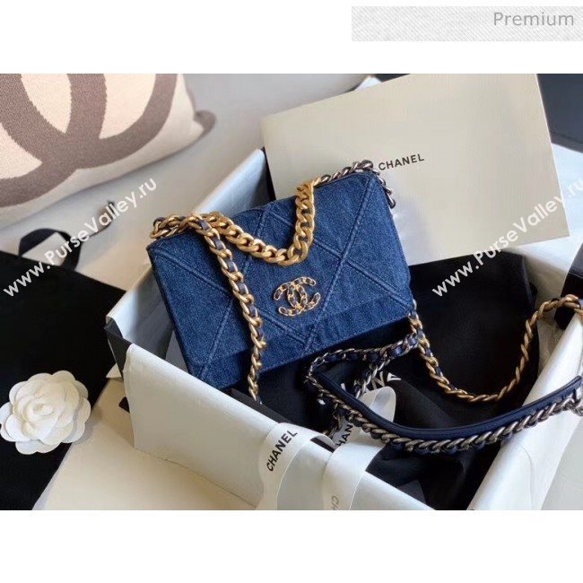 Chanel Denim Chanel 19 Wallet On Chain AP0957 Blue 2020 (JY-20050830)