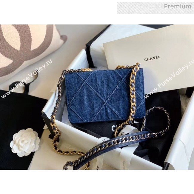 Chanel Denim Chanel 19 Wallet On Chain AP0957 Blue 2020 (JY-20050830)