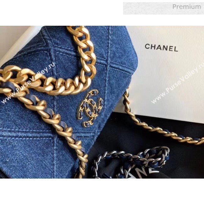 Chanel Denim Chanel 19 Wallet On Chain AP0957 Blue 2020 (JY-20050830)