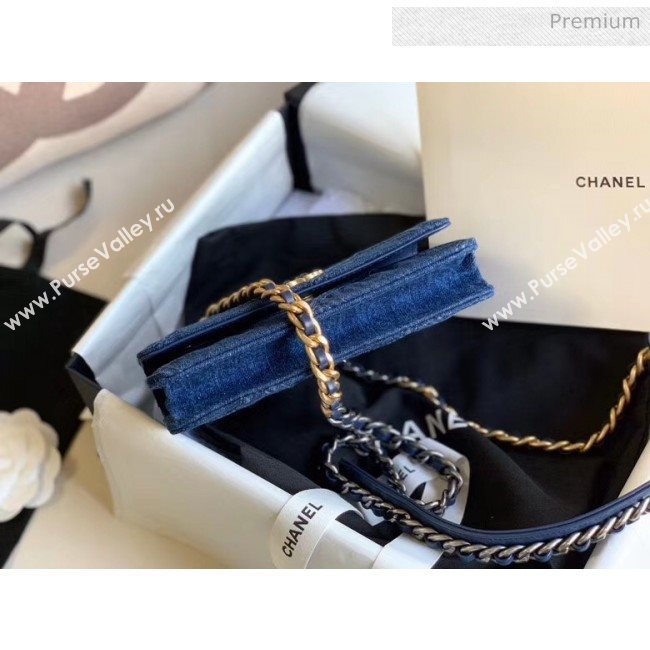 Chanel Denim Chanel 19 Wallet On Chain AP0957 Blue 2020 (JY-20050830)