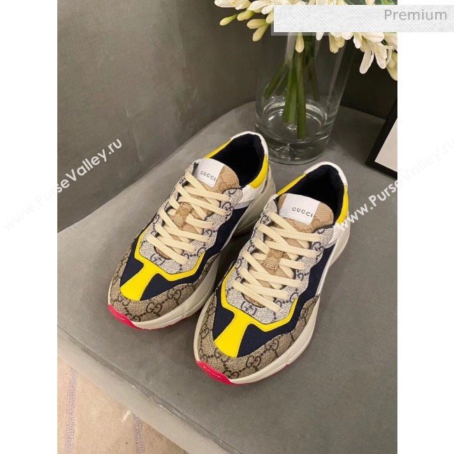 Gucci Rhyton GG Supreme Multicolor Sneakers Yellow 2020 (SY-20050902)