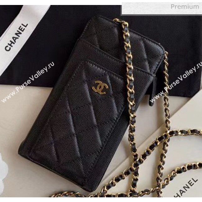 Chanel Greined Calfskin Classic Clutch With Chain AP0990 Black 2020 (JY-20050839)