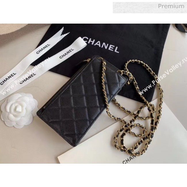 Chanel Greined Calfskin Classic Clutch With Chain AP0990 Black 2020 (JY-20050839)