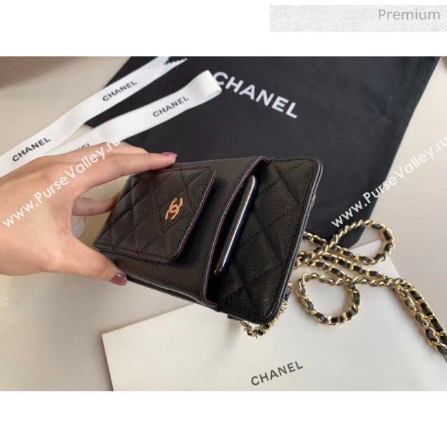Chanel Greined Calfskin Classic Clutch With Chain AP0990 Black 2020 (JY-20050839)