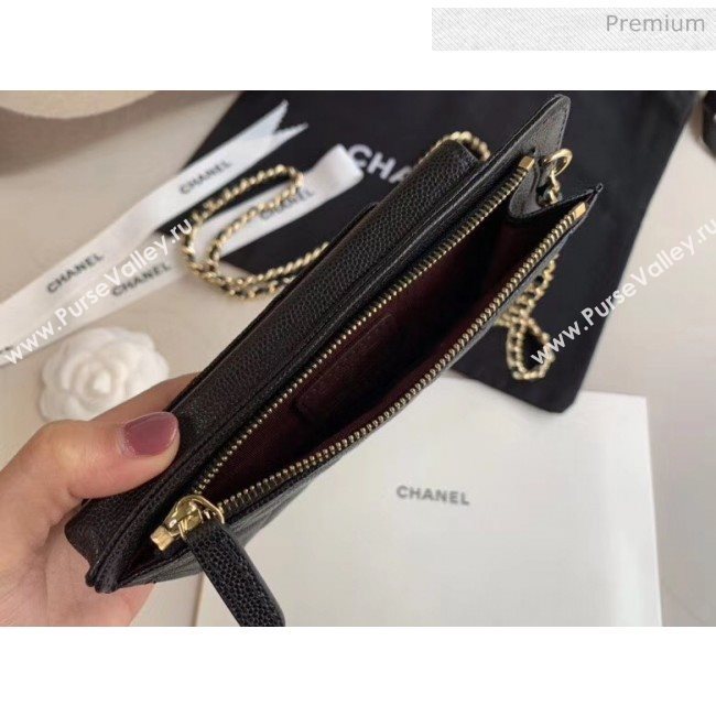 Chanel Greined Calfskin Classic Clutch With Chain AP0990 Black 2020 (JY-20050839)