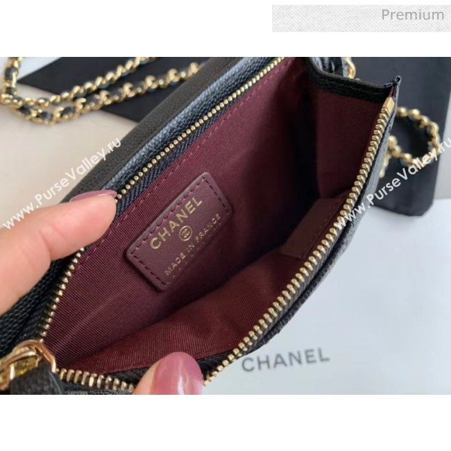 Chanel Greined Calfskin Classic Clutch With Chain AP0990 Black 2020 (JY-20050839)