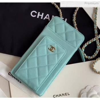 Chanel Grained Calfskin Classic Clutch With Chain AP0990 Light Blue 2020 (JY-20050840)