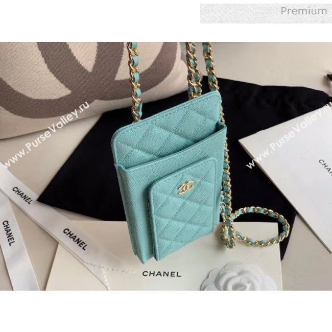 Chanel Grained Calfskin Classic Clutch With Chain AP0990 Light Blue 2020 (JY-20050840)