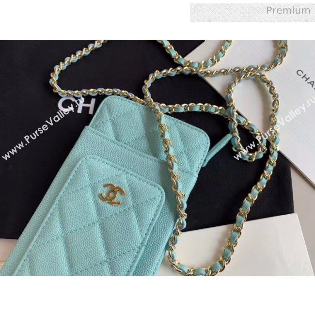 Chanel Grained Calfskin Classic Clutch With Chain AP0990 Light Blue 2020 (JY-20050840)