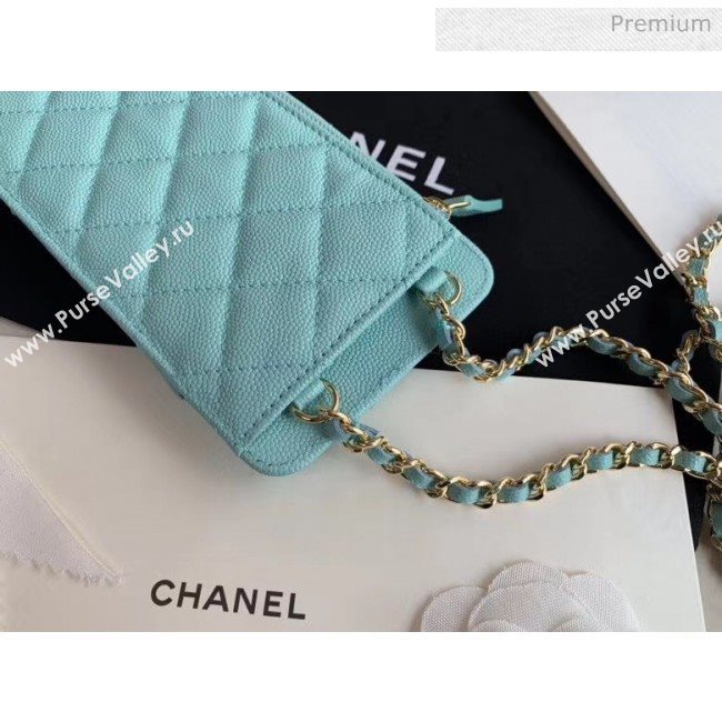 Chanel Grained Calfskin Classic Clutch With Chain AP0990 Light Blue 2020 (JY-20050840)