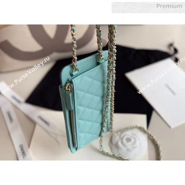 Chanel Grained Calfskin Classic Clutch With Chain AP0990 Light Blue 2020 (JY-20050840)