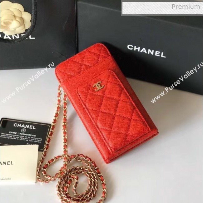 Chanel Grained Calfskin Classic Clutch With Chain AP0990 Red 2020 (JY-20050841)