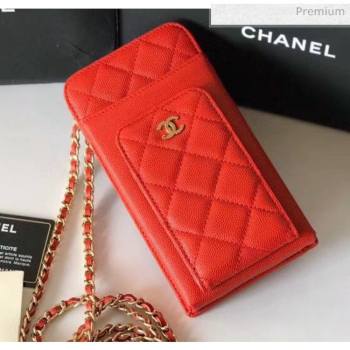 Chanel Grained Calfskin Classic Clutch With Chain AP0990 Red 2020 (JY-20050841)