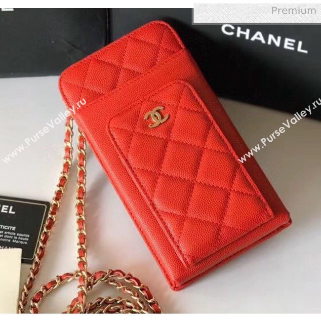 Chanel Grained Calfskin Classic Clutch With Chain AP0990 Red 2020 (JY-20050841)