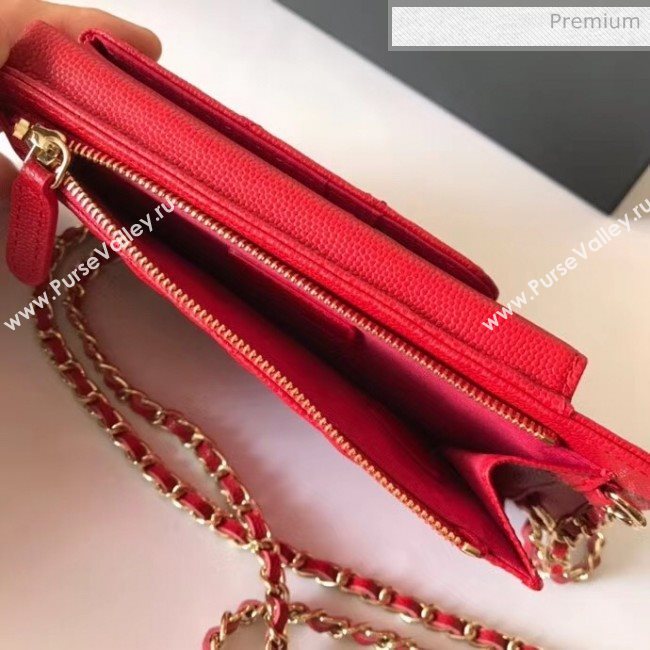 Chanel Grained Calfskin Classic Clutch With Chain AP0990 Red 2020 (JY-20050841)