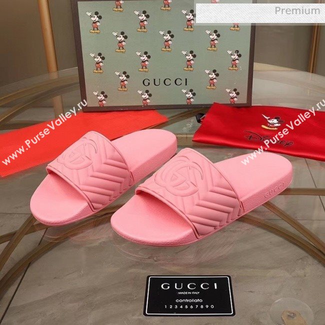 Gucci GG Rubber Slide Sandal Pink 2020(For Women and Men) (MD-20050906)