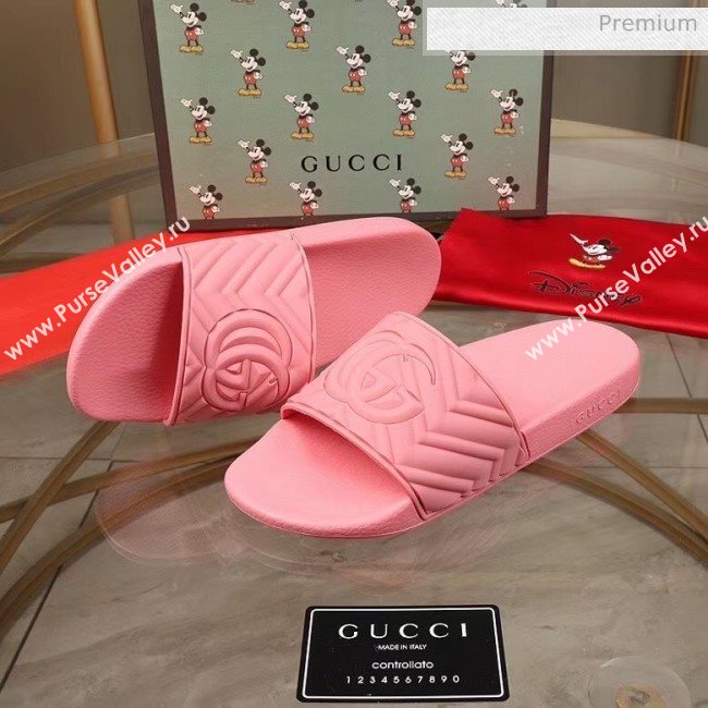 Gucci GG Rubber Slide Sandal Pink 2020(For Women and Men) (MD-20050906)