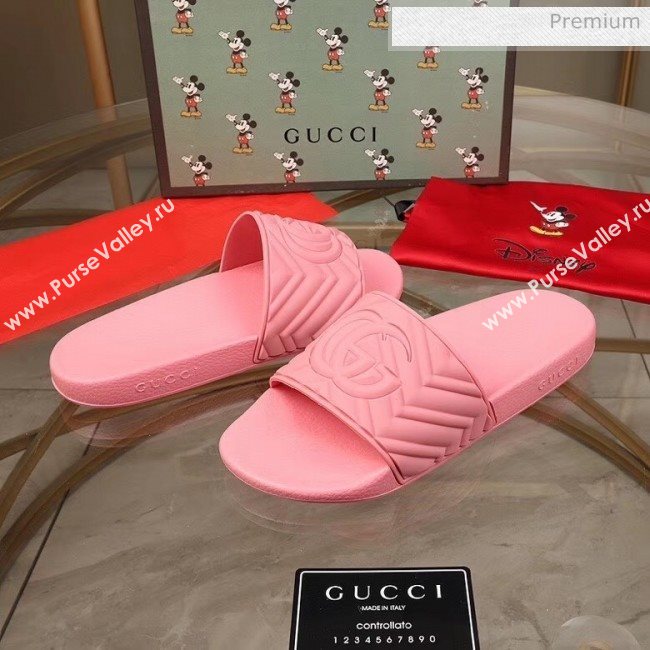 Gucci GG Rubber Slide Sandal Pink 2020(For Women and Men) (MD-20050906)