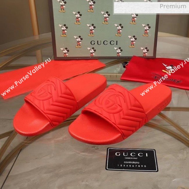 Gucci GG Rubber Slide Sandal Red 2020(For Women and Men) (MD-20050907)